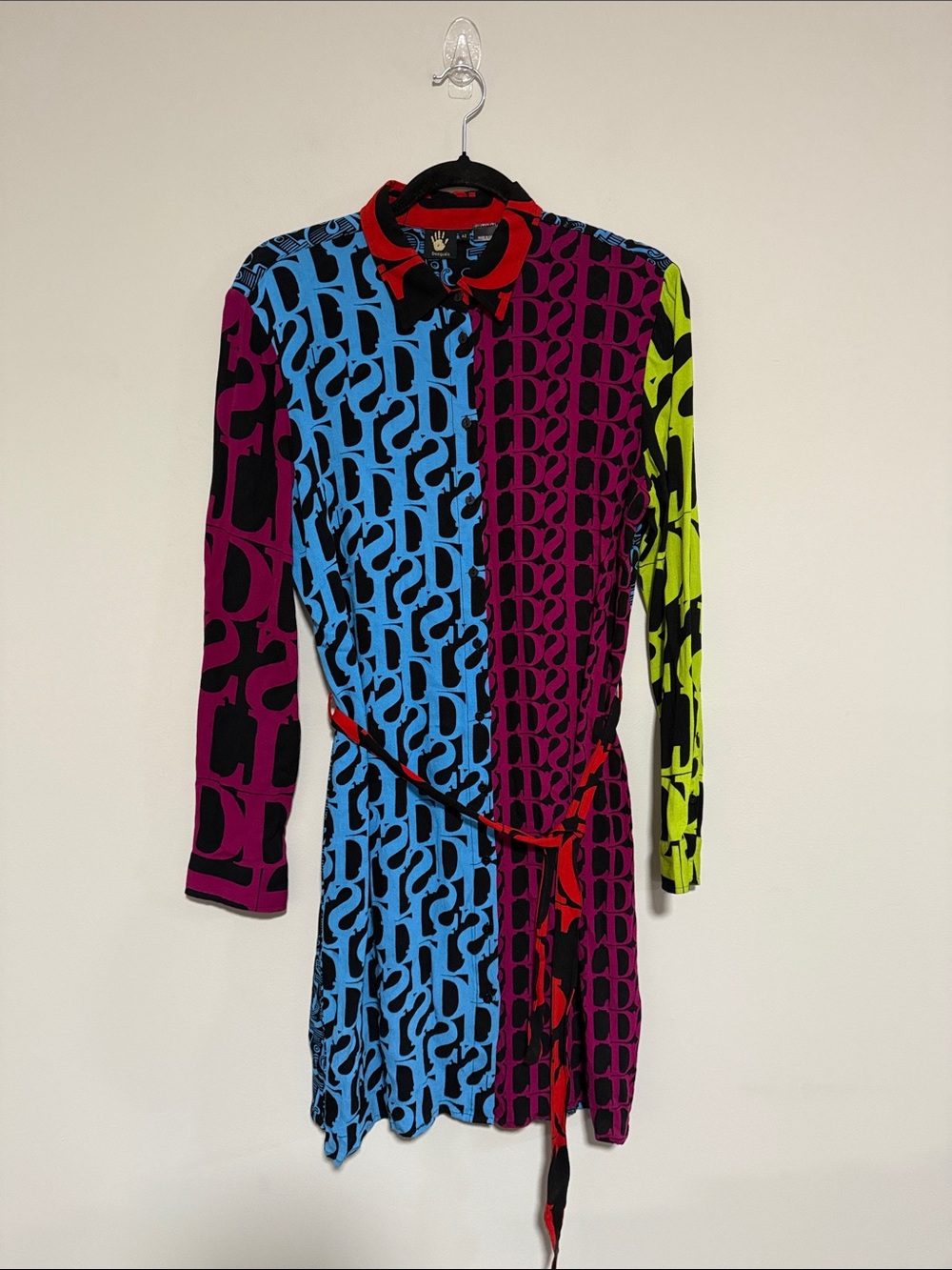 Desigual Cassidie All Over Print Long Sleeve Shirt Dress Size 42 US 10